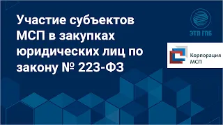 Биробиджан - Участие субъектов МСП в закупках юридических лиц по закону № 223-ФЗ