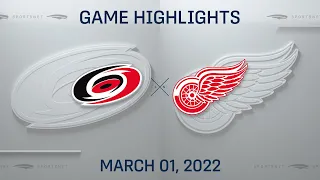 NHL Highlights | Hurricanes vs. Red Wings - Mar. 1, 2022