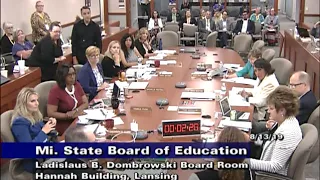 Michigan State Board of Education Meeting for August 13, 2019 - Afternoon Session