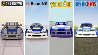 Teardown BMW M3 GTR vs BeamNG vs Besiege vs Brick Rigs