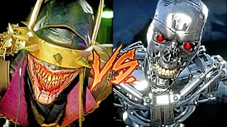 MK11 The Batman Who Laughs VS Endoskeleton Terminator Victory Poses (Side by Side Comparison)