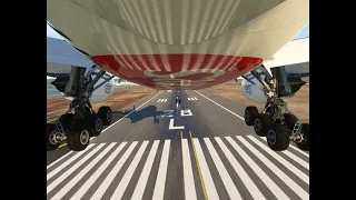 Landing moment of boeing 777 Shot from Landing gear (SFO)