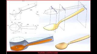 Design Tea spoon in solidworks. (Part of Surface tutorial in solidworks)