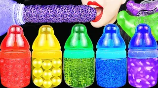 ASMR RAINBOW DRINKS *BABY BOTTLE JELLY, FROG EGGS HONEY JELLY, BIRD GLASS, DRINKING SOUNDS 신기한 물 먹방