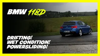 BMW 118D F20 LCI M Sport | DRIFTING IN WET! (DRIFT, POWERSLIDES, ROUNDABOUT, NO LSD!)
