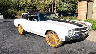 WhipAddict: White 1970 Chevrolet Chevelle Convertible on All Gold Ds by Kaotic Speed
