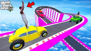 FRANKLIN TRIED IMPOSSIBLE ZIG ZAG ROAD ULTRA MEGA RAMP PARKOUR CHALLENGE GTA 5 | SHINCHAN and CHOP