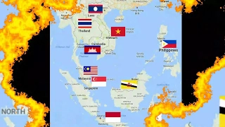 ASEAN National Flags  on Map เรียนรู้​ ธงประจำชาติอาเซียน​ ประเทศ​สมาชิก