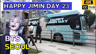 Walk & Talk: BTS Jimin Buses for Happy JIMIN Birthday | HYBE building [4K/60FPS] (2023)