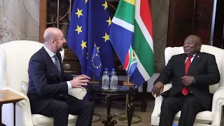 President Cyril Ramaphosa receives a courtesy call from the EU Council President Charles Michel