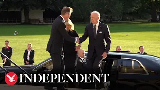 US President Joe Biden arrives for Buckingham Palace reception with King Charles