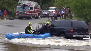 Watch: Oklahoma City firefighters rescue person trapped in high water