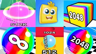 Ball Run 2048 MAX LEVELS Numbers Merge Ball Run Infinity vs Happy Cubes 2048 gameplay walkthrough