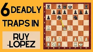 Top 6 Deadly traps in Ruy Lopez opening.!