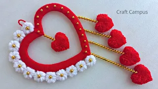 Heart Shaped Wall Hanging | DIY Easy Woolen Wall Hanging Craft Ideas | Heart Shaped Wall Decor