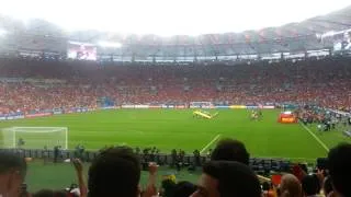 Chile fans sing National Anthem against Spain WC 2014