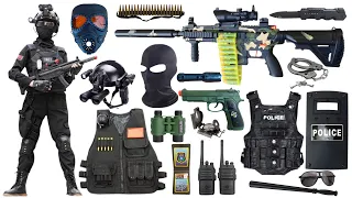 Unpacked special police weapon toy gun set, M416 rifle, sniper gun, Glock pistol, bomb dagger