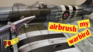 Airbrush RC plane warbird weathering Paint tips foam airplane Dynam hawker airbrushing painting