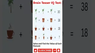 Brain Teaser IQ Test: Solve and Find the Value of Each Element #youtubeshorts #mathpuzzle