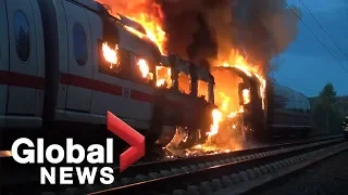 High speed ICE train catches fire in Germany