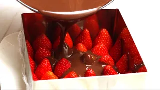 Chocolate strawberry dessert – Simple & Delicious! - no bake