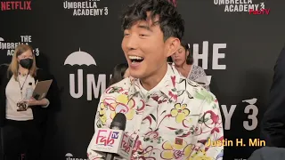 Justin H. Min looking sharp at  "The Umbrella Academy" season 3
