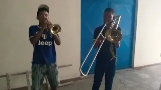 Trombone e Trompete tocando a música criminalidade - edson gomes notas descrição