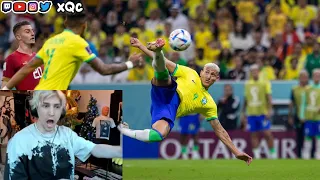 xQc reacts to Richarlison insane goal for Brazil