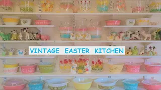 RETRO KITCHEN & DINING SPRING DECOR | Vintage Easter Farm Animal Planters, Pyrex, Milk Glass & More!