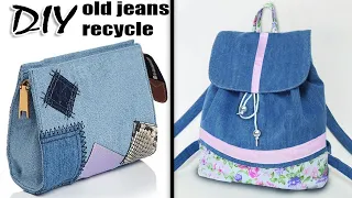 DIY OLD JEANS RECYCLE IDEAS INTO TRENDY BAG AND BACKPACK TUTORIAL FROM SCRATCH