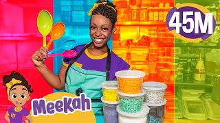 Meekah's Colorful Rainbow Cake Baking Challenge  + Blippi and Meekah Adventures!
