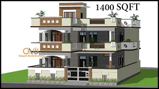 40'-0"x60'-0"  5 Room 3D Villa Design | East Facing | 4BHK Villa Design | Gopal Architecture