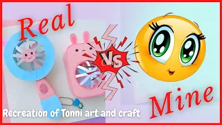 Recreation of Tonni art and craft cute fan/handmade mini fan / diy paper fan /paper craft #shorts