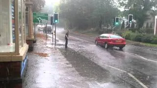 Crazy Man getting soaked by giant puddle 3 Times!!