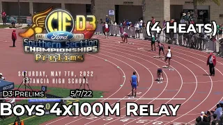 2022 TF - CIF-ss Prelims (D3) - 4x100 Meter Relay (Boys, 4 Heats)