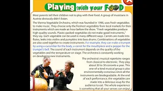 Playing with your food (Text) Excel 7 Module 6