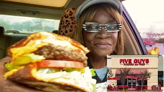 Five Guy's Grill Cheese Burger Review #grillcheese #burgers #eatingshow