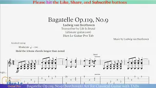 Bagatelle Op.119, No.9 (Beethoven) Arr for Classical Guitar with TABs