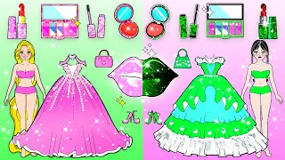 Maquillaje Y Disfraces De Princesa Rosa Y Verde Barbie Extreme Makeover - Manualidades De Papel DIY