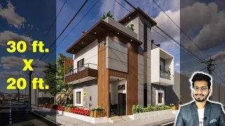 30X20 Feet House Design 3D | 65 Gaj | 600 sqft | 3BHK | 9X6 Meter  || DV Studio