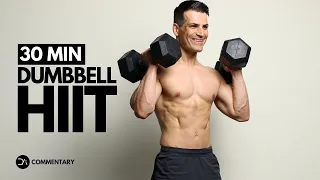 30 min ENERGETIC FULL BODY DUMBBELL HIIT Workout | Commentary Follow Along