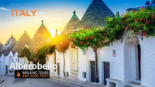 Alberobello walking tour beautiful italian village in Puglia Italy - Trulli houses - 4K