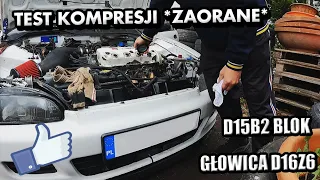 KOMPRESJA SILNIKA D15B2 PLUS GŁOWICA D16Z6 *wystrzeliło miernik* 🤣🤣