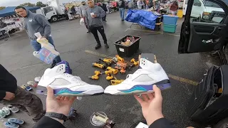 CANT BELIEVE I FOUND GRAPE AIR JORDAN 5s AT THE FLEA MARKET. FOUND A VINTAGE ROGER MARIS JERSEY!!