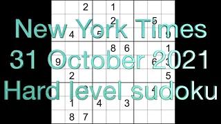 Sudoku solution – New York Times sudoku 31 October 2021 Hard level