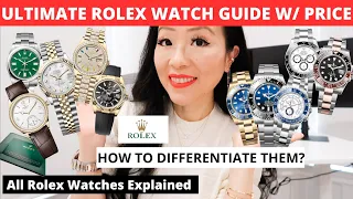 ROLEX WATCH MODELS EXPLAINED | THE ULTIMATE ROLEX WATCH GUIDE W PRICE | How to differentiate Rolex