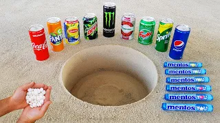 Experiment !! Cola, Fanta, Sprite, Mtn Dew, Monster, Fruko, Lipton, Pepsi and Mentos Underground