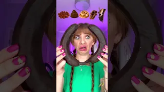 ASMR Emoji Eating Only Brown Food Mukbang #shorts