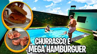 CHURRASCO E MEGA HAMBURGUER NA CASA NOVA