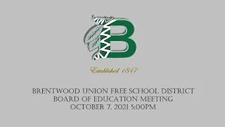 Board of Education Meeting October 7, 2021